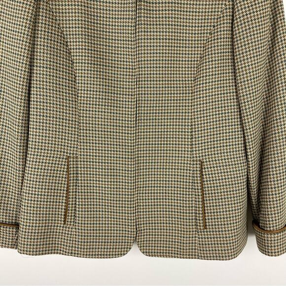 Liz Claiborne tan green check preppy academia houndstooth wool blazer jacket 6P - Picture 3 of 7